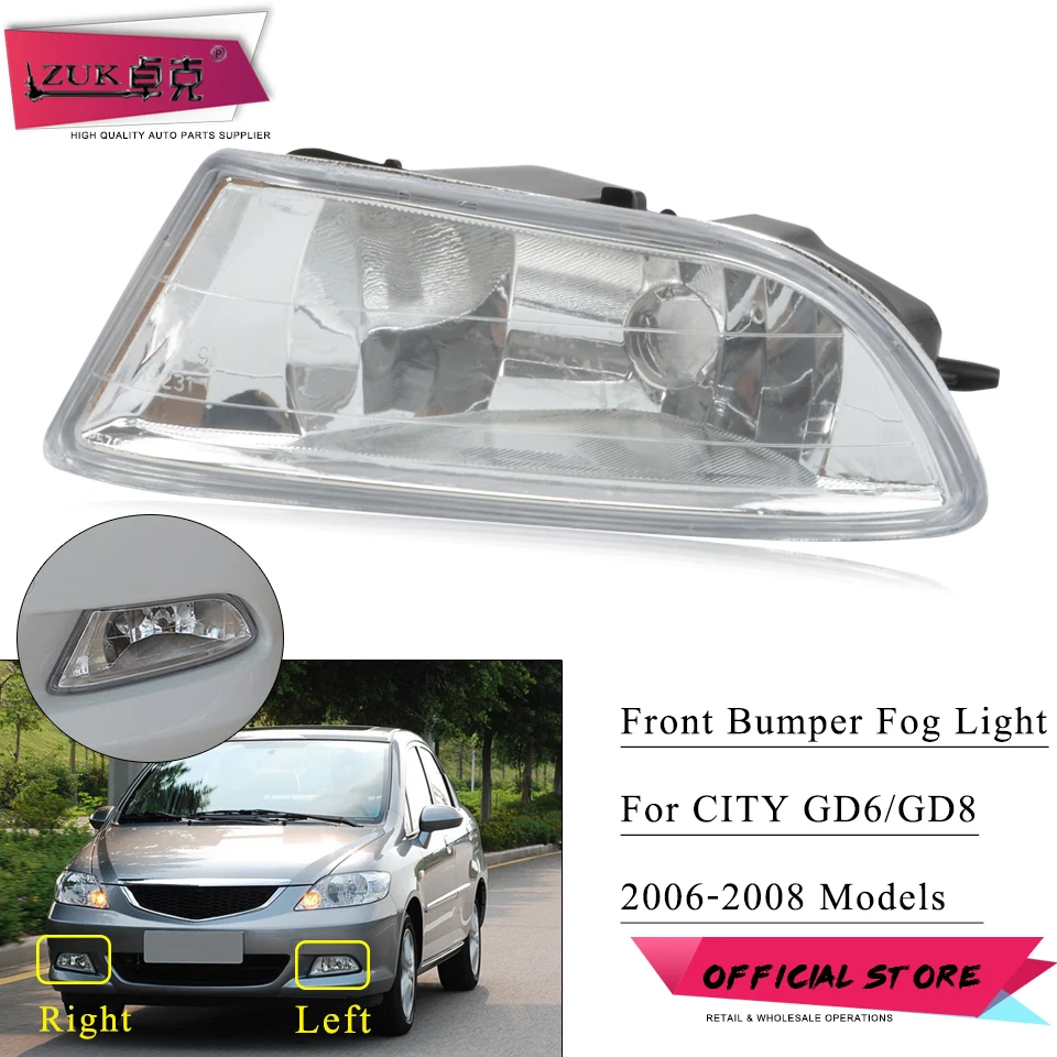 

ZUK Front Bumper Fog Light Fog Lamp Foglights For HONDA CITY 2006 2007 2008 GD6 GD8 Driving Light 33951-SEL-H61 33901-SEL-H61