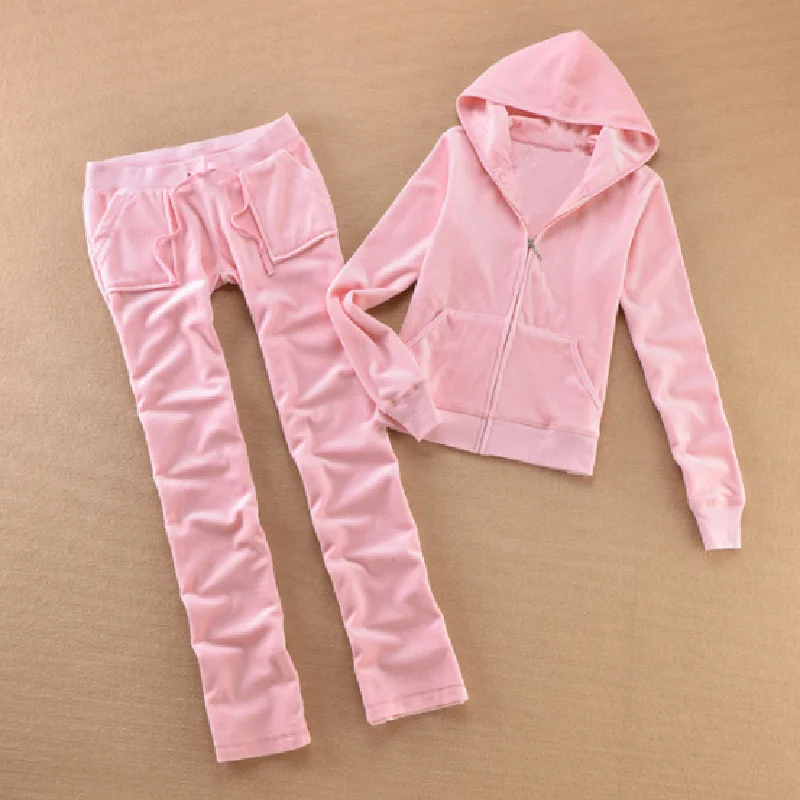 Spring / Fall/2022 Women's Brand Velvet fabric Tracksuits Solid color Velour suit women Track Hoodies and Pants sapphire k |