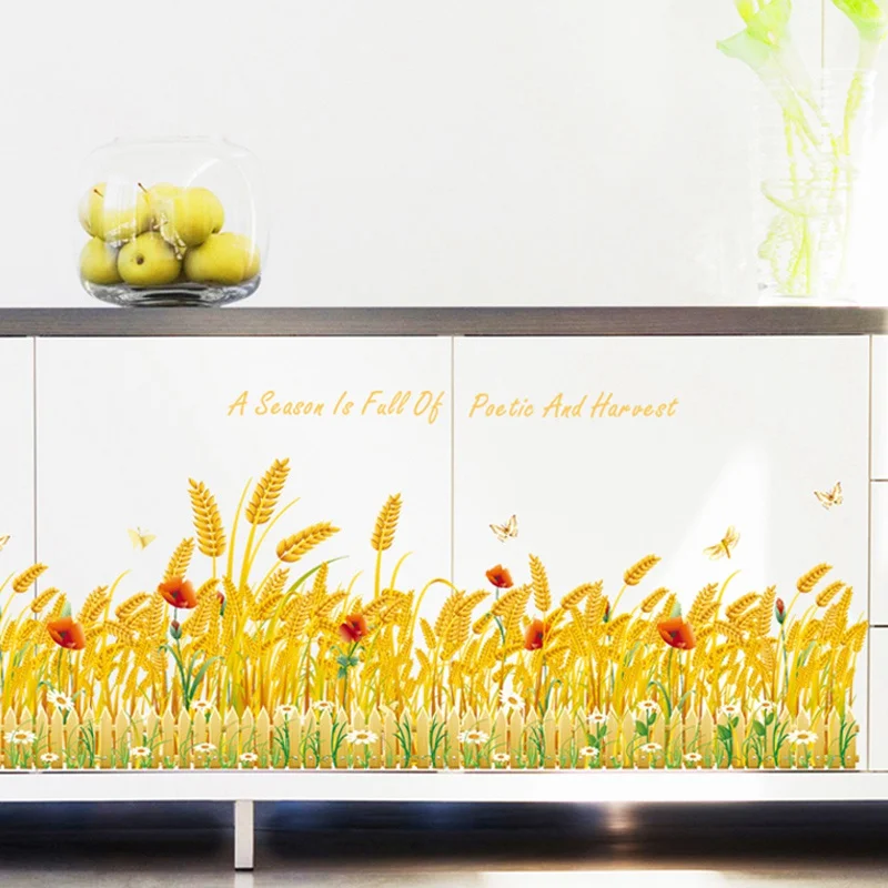 

Green Grass Butterfly flower Skirting Wall Stickers Living Room Bedroom Bathroom Vinyl Decals Art DIY Home Decoration