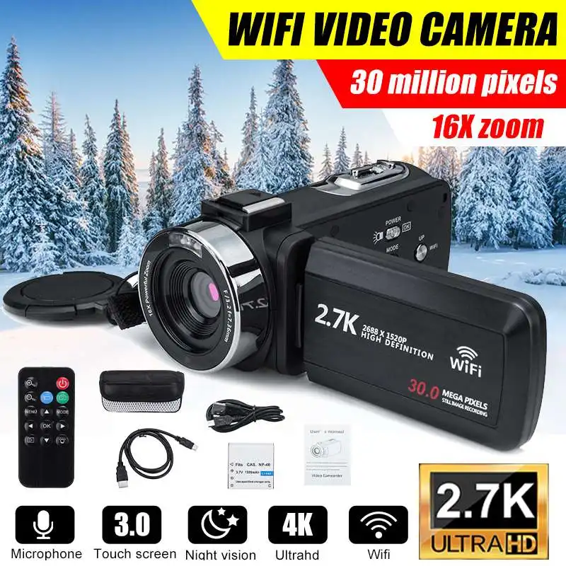 WIFI 30MP Профессиональная HD видеокамера ночное видение сенсорный экран камера