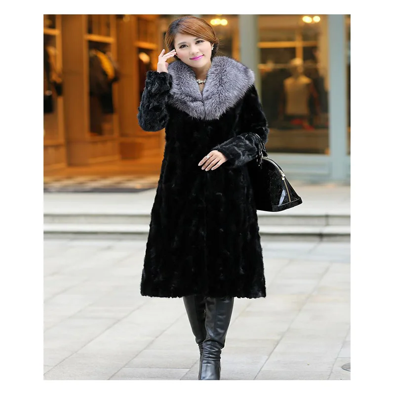Винтажное пальто из искусственного меха 2019 Женское средней длины пикантная