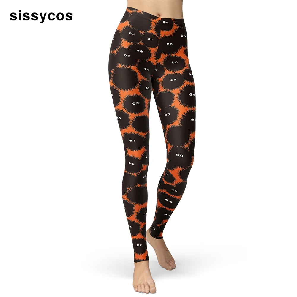 

Женские леггинсы на Хэллоуин, оранжевые, с ворсом, с изображением монстров, длиной до щиколотки, эластичные, очень мягкие, для карнавала Вече...