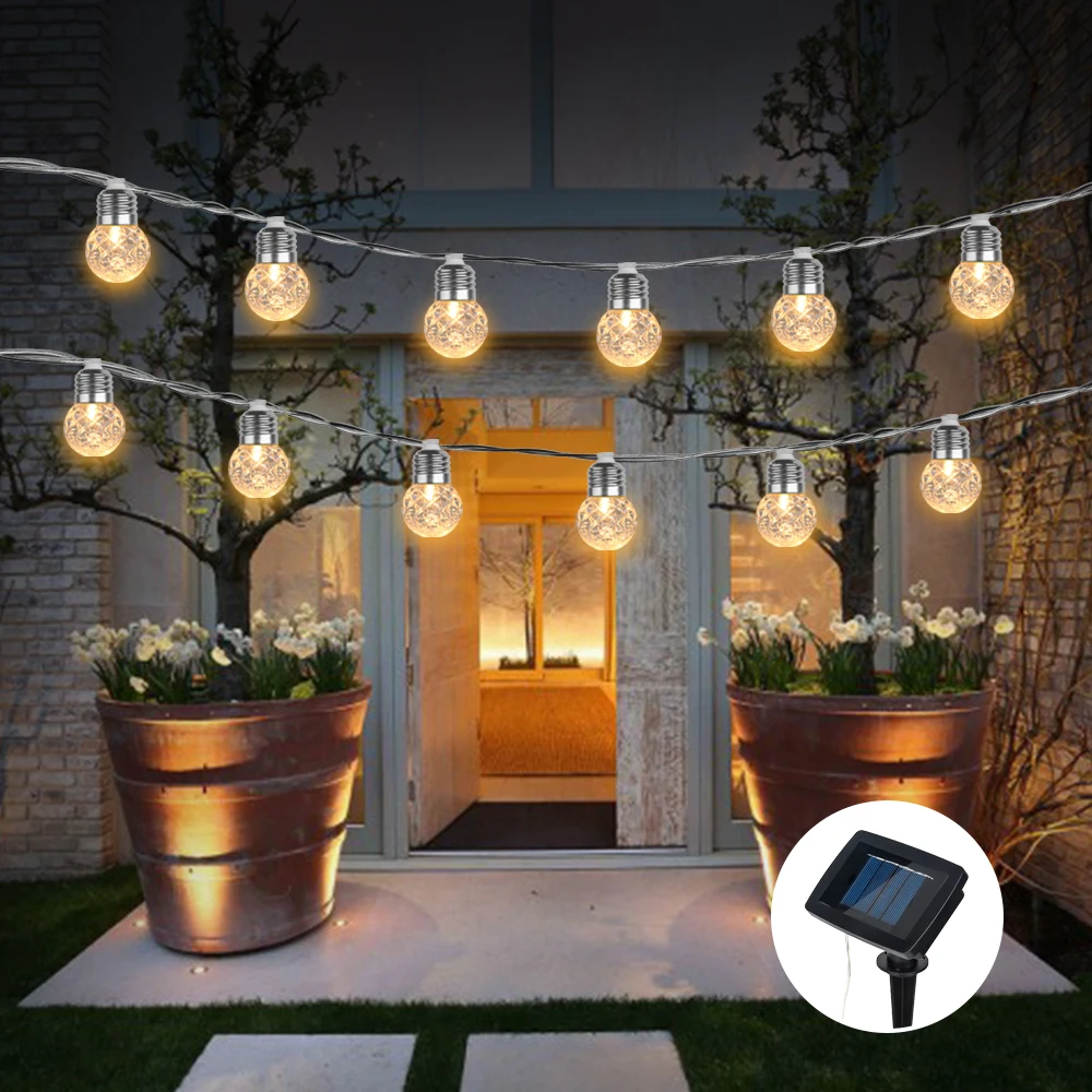 

Solar Lights For Garden Decoration Christmas Bulb Lights Outdoor Patio Led Fairy String Lights Garland For Wedding Holiday Light