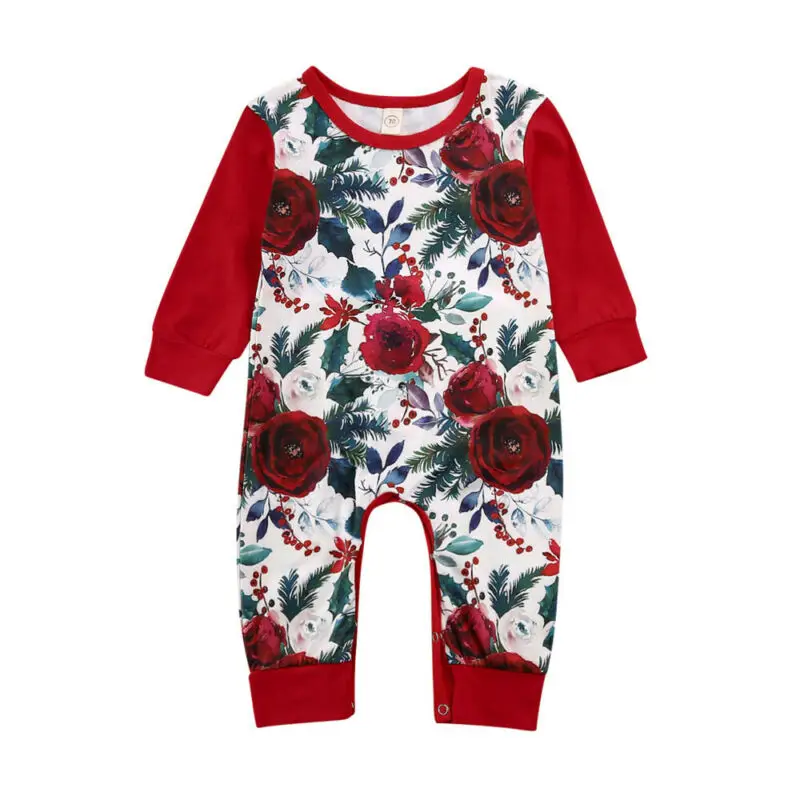 Pudcoco/Рождественские костюмы для маленьких девочек Детский комбинезон с длинными