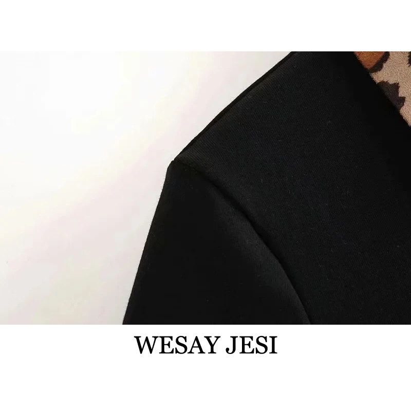 

WESAY JESI Fashion Women's Summer Suit Turn-Down Collar Top Suits With Skirt Chic Mini Skirt Leopard Print Sexy Vintage Outfit