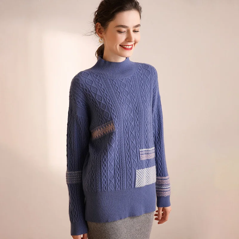 Осень-зима 2020 новый модный кашемировый свитер женский топ с прострочкой 100%