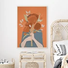 Платье с цветочным рисунком для иллюстрации репродукции оранжевый букет цветов холст картины для девочки Nordic украшения картина плакат для дома