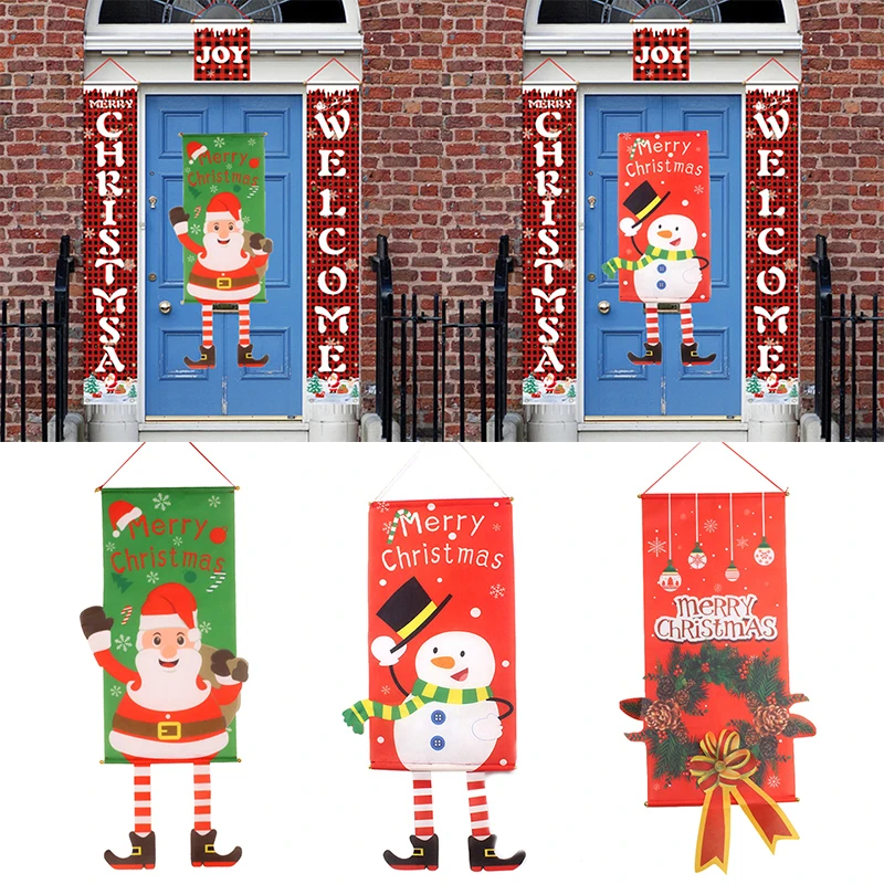 

Happy New Year 2022 Merry Christmas Porch Door Banner Hanging Ornament Christmas Decoration For Home Xmas Navidad 2021