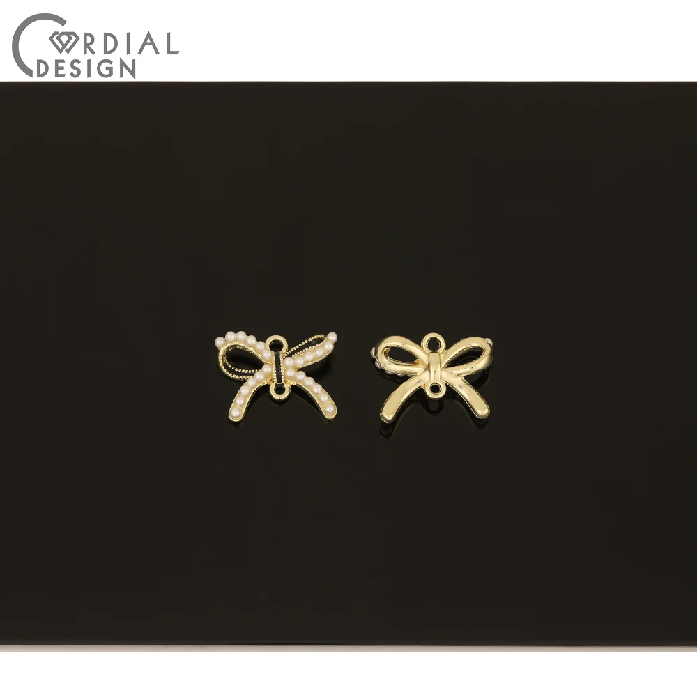 

Cordial Design 50Pcs 12*17MM Jewelry Accessories/Earrings Connectors/Bowknot Shape/Hand Made/Rhinestone Charms/DIY Making