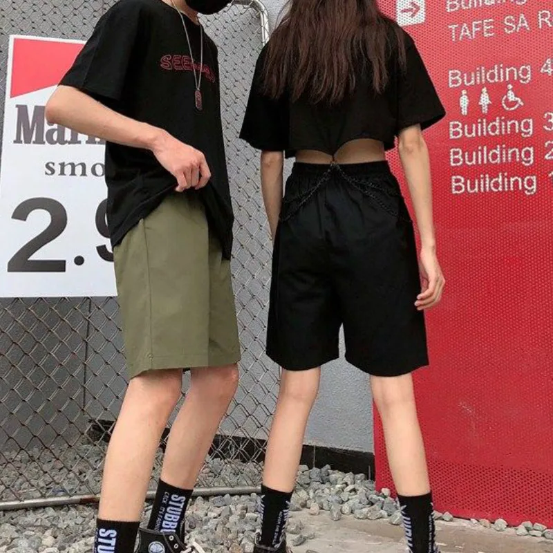 

Shorts Women Solid Elastic Waist Loose Casual Short Ulzzang Harajuku Korean BF Students Leisure Hot Sale New Fashion Womens Chic