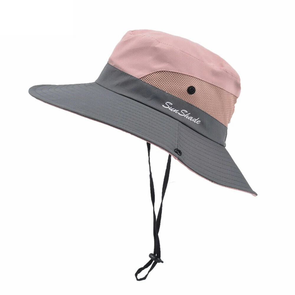 

Sun Hats For Women Outdoor Women's Ponytail Bucket Hat Outdoor Uv Protection Foldable Wide Brim Beach Fishing Hat