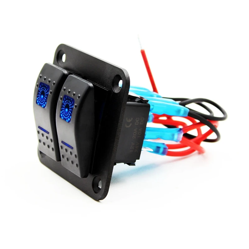 12V-24V 2 Gang синий кулисный переключатель Панель автомат защити цепи лодка морской