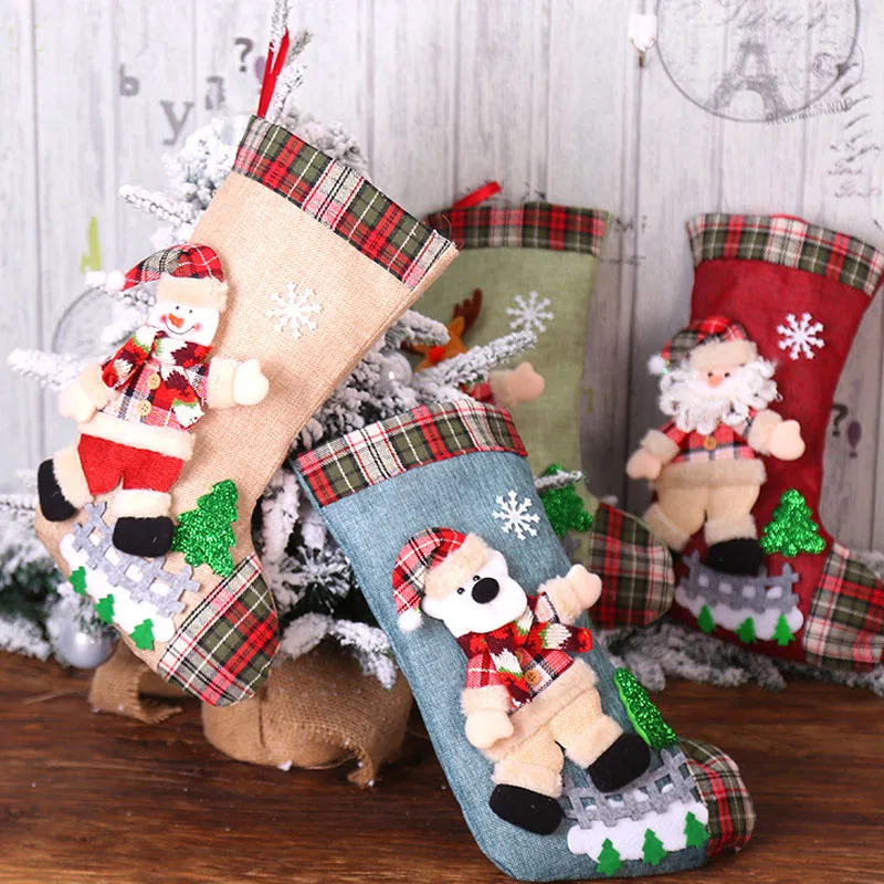 

Рождественские чулки для детей, подарок, мешок для конфет, рождественские украшения, домашний Рождественский носок, Рождественская елка, де...