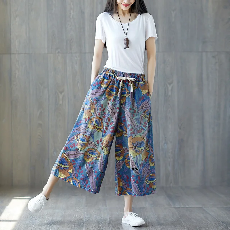 Модная новинка 2020 юбка брюки с эластичной талией и широкими штанинами джинсы