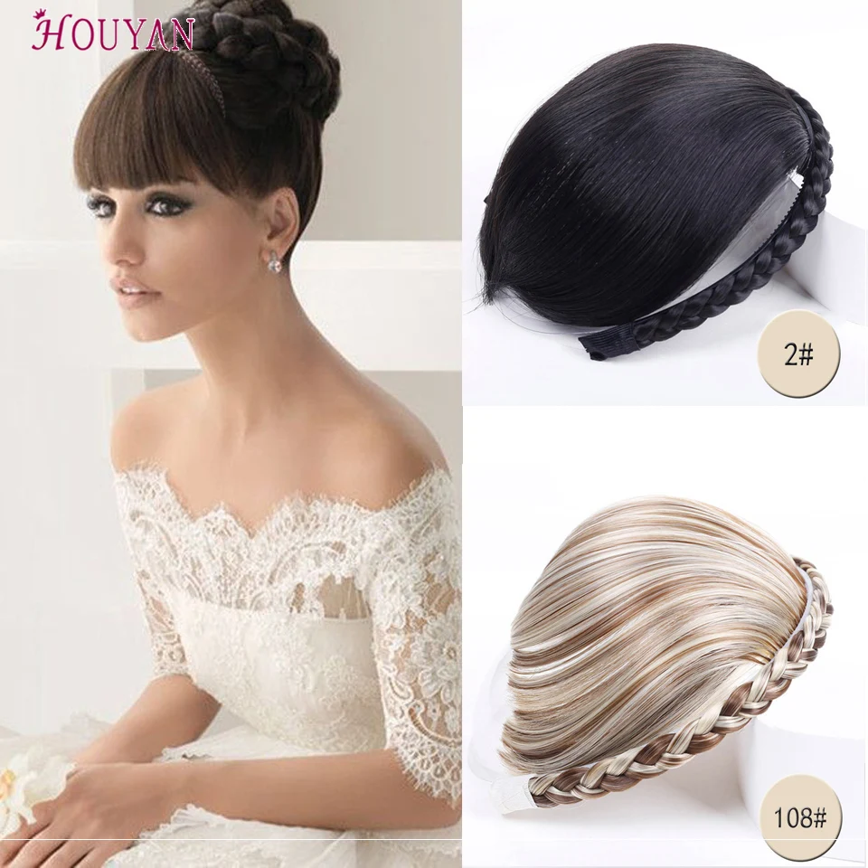 Натуральные высокотемпературные тупые челки HOUYAN синтетические накладные волосы