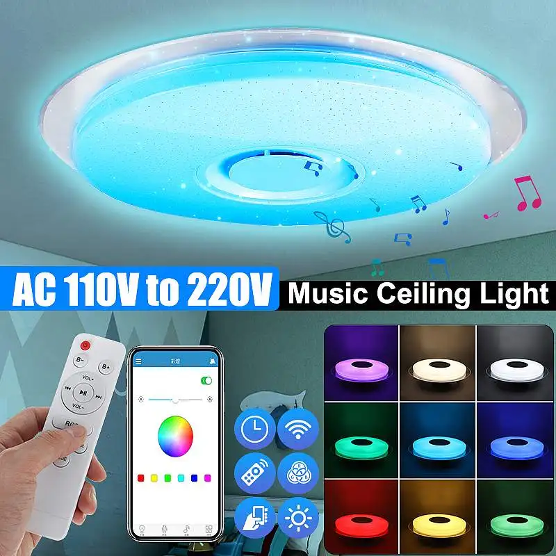 Luces LED de techo RGB regulables para teléfono inteligente lámpara de techo moderna con Control remoto por aplicación bluetooth y música para cocina, dormitorio y salón