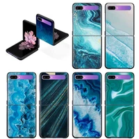 turquoise stone marble cell phone case for samsung galaxy z flip 3 5g z flip3 cover smartphone hard pc coque fundas capa