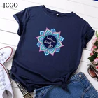 Летняя хлопковая Футболка JCGO, Женская Универсальная женская футболка с цветочным принтом, с коротким рукавом, повседневные Модные топы, футболки