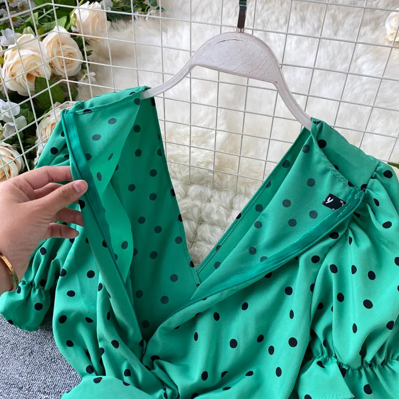 SINGRAIN Women Poka Dot Long Pant Jumpsuits Vintage Summer Streetwear Beach Overalls Bohemian Print Chiffon Wide Leg Rompers | Женская