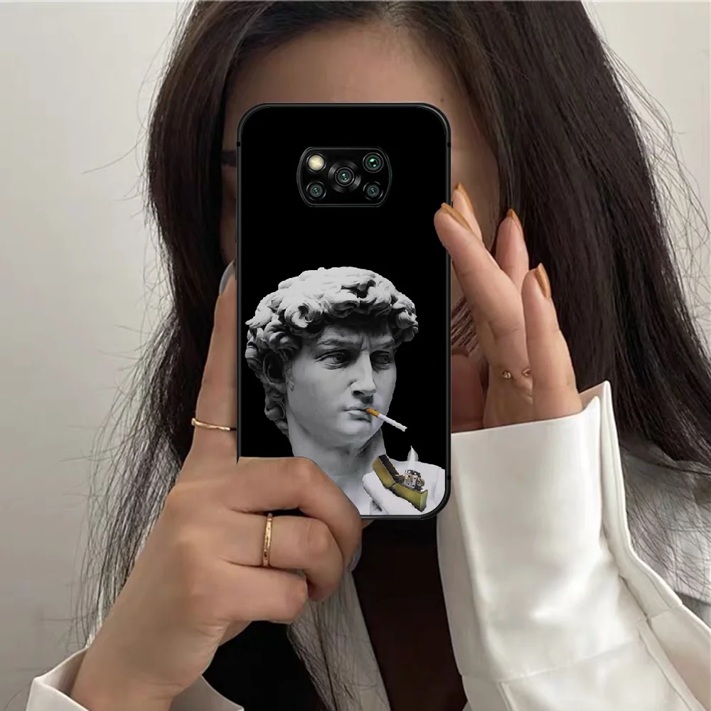 

Funny Plaster Statue David Art Phone Case For XIAOMI MI 8 9 SE Note 10 T Pro Lite Max 2 Poco X A 3 black Cell Trend Coque 3D