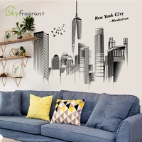 creative manhattan wall sticker bedroom decor home black and white art stickers living room background wall decor self adhesive