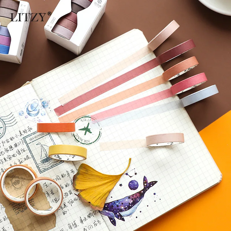 6 шт./лот на солнечных батареях чистый цвет журнал васи лента Набор сделай сам