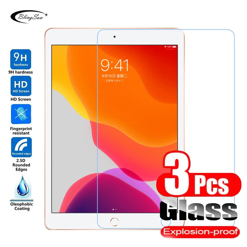 3Pcs Tempered Glass for iPad 10.2 2020 2019 Screen Protector for iPad 8 7 7th 8th Generation Tablet Protecor 9H Glass Film