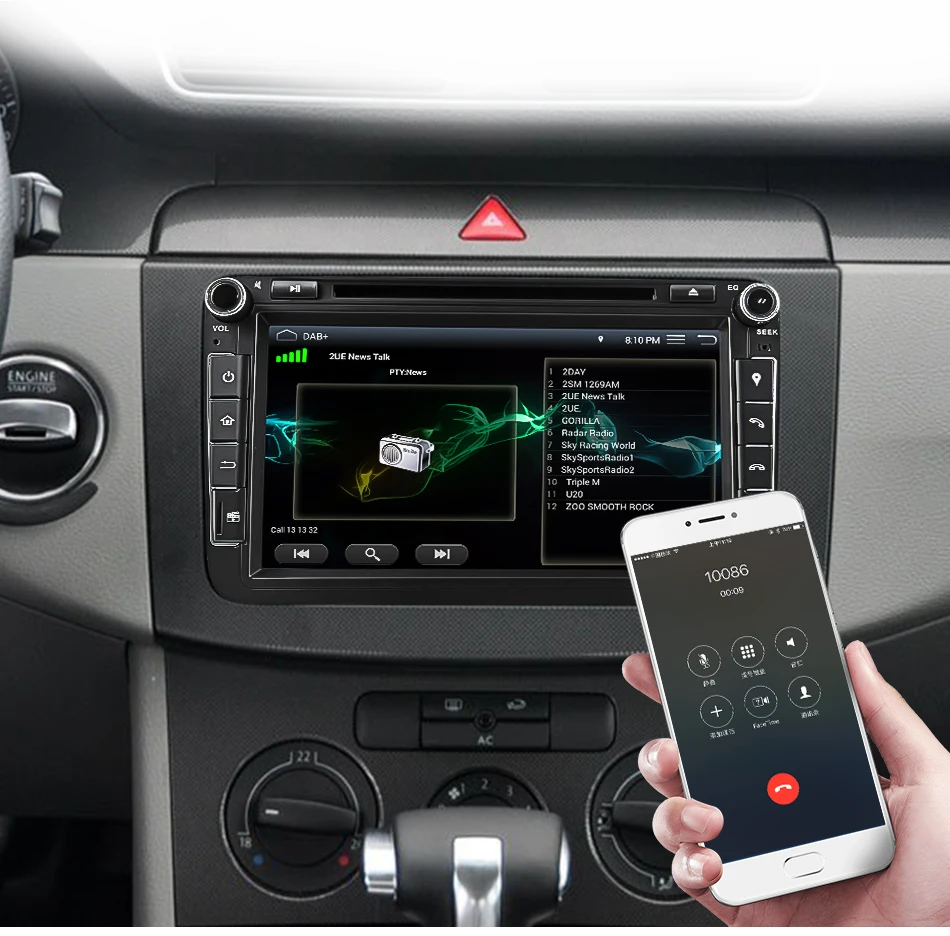 Eunavi 2 din Восьмиядерный 4 г 64 г Android 9 автомобильный DVD gps для VW Passat CC Polo GOLF 5 6 Touran EOS T5 Sharan Jetta Tiguan радио dsp
