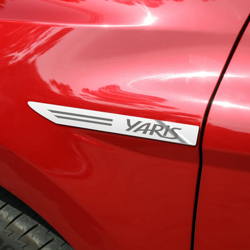 3D Car Styling Metal Stickers For Toyota Yaris 2010-2020 Side Fender Badge Leaf Plate Emblem Decals Accessories | Автомобили и