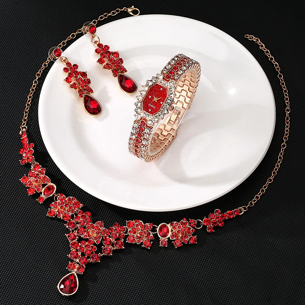 

Watch for Women Exquisite Jewelry Set Earrings Necklace Gift Luxury Quartz Watches Ladies Wedding Party Jewelry Accessories Suit