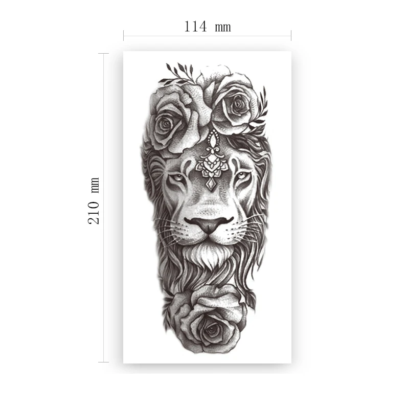 

Waterproof Temporary Tattoo Sticker Black Lion Rose Flowers Jewelry Design Fake Tattoos Flash Tatoos Arm Body Art for Women Men