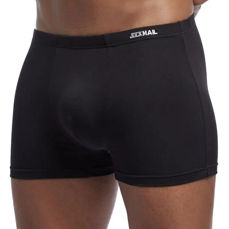 Черный JOCKMAIL, Брендовые мужские трусы, дышащие, cuecas, боксеры, Модальные, одноцветные, мужское нижнее белье, u-образные выпуклые сексуальные трусы, домашняя одежда, боксеры, шорты для мужчин - Цвет: Черный