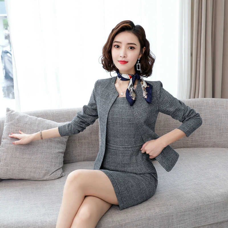 Элегантный серый официальный костюм с длинным рукавом дизайнерский Блейзер