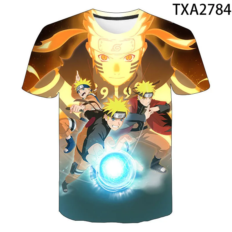 

2021 Summer Men's T-shirt Casual Large Size 3D Printing Japanese Ninja Anime Kakashi Sasuke Children's Top