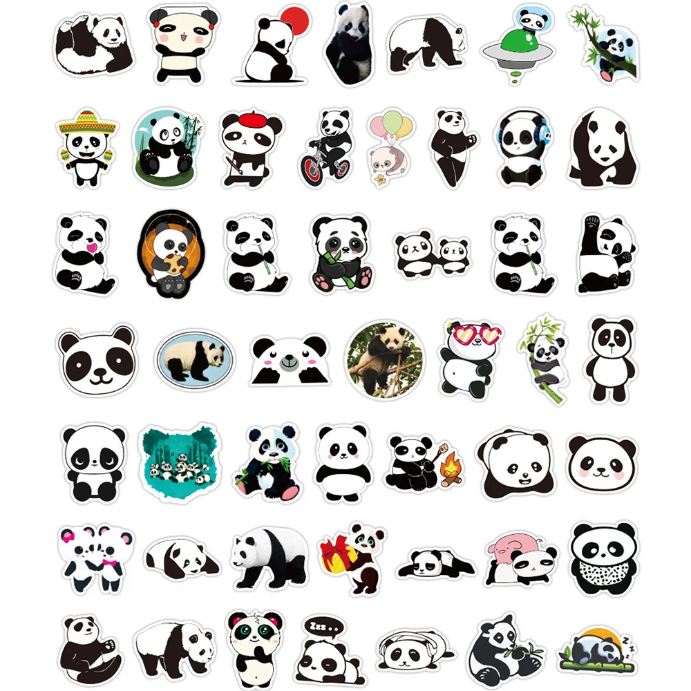 

50PCS Cute Panda Sticker Gifts Toy For Kids Cartoon Animal Decal Stickers to Laptop Stationery Fridge Suitcase Luggage Guitar
