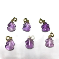 natural amethyst carved strawberry cheongsam rose flower small pendant handmade natural gemstone jewelry accessories for diy