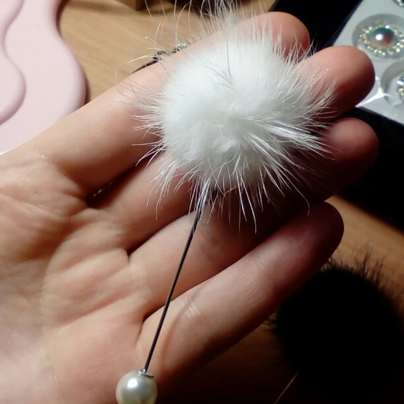 Милая брошь-булавка с меховым шариком булавка для платья ювелирные изделия