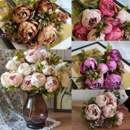 Искусственный шёлковый пион Винтаж украшенные цветами Домашние туфли Свадебная