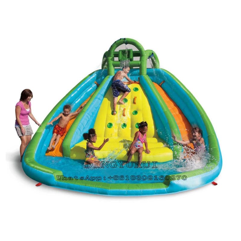 Надувная горка для Водного парка двойная с альпинистской стенкой детей|Шлепанцы|