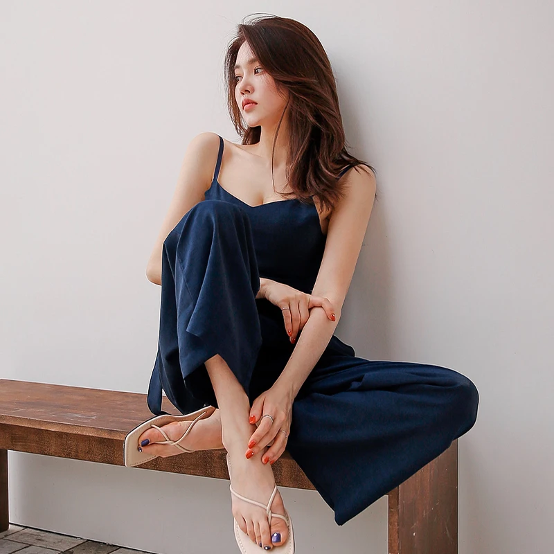 

Office Lady Summer 2 Piece Sets Women Elastic Crop Top + Ruffles High Waist Straight Long Trouser Women Two Piece Outfits TA3610