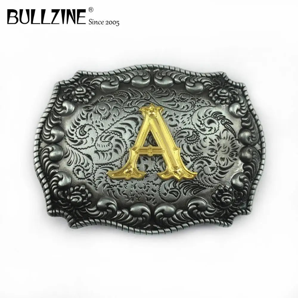 Пряжка для ремня Bullzine с надписью A Оловянным и золотым покрытием FP-03687-A подходит