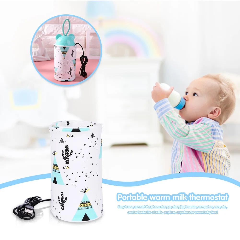 

USB Travel Mug Milk Warmer Heater Feeding Bottle Portable Printed Baby Nursing Bottle Insulated Storage Bag 28x13cm