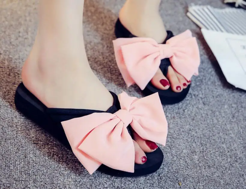 Женские летние сандалии с бантом Тапочки шлепанцы для дома и улицы пляжная обувь