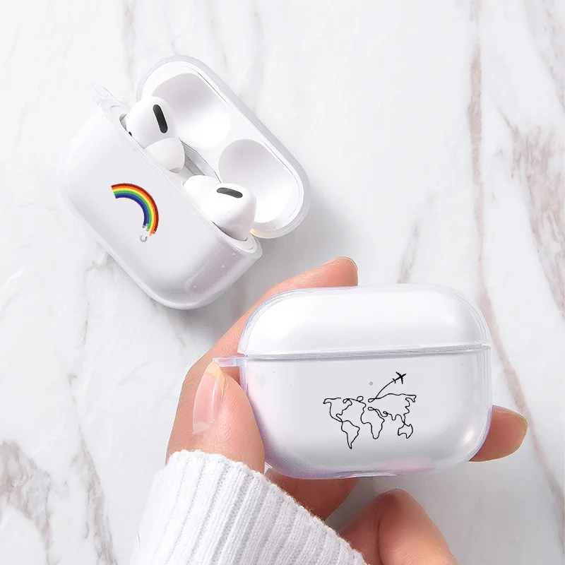 Милый силиконовый чехол с картой для AirPods pro аксессуары наушников прозрачный