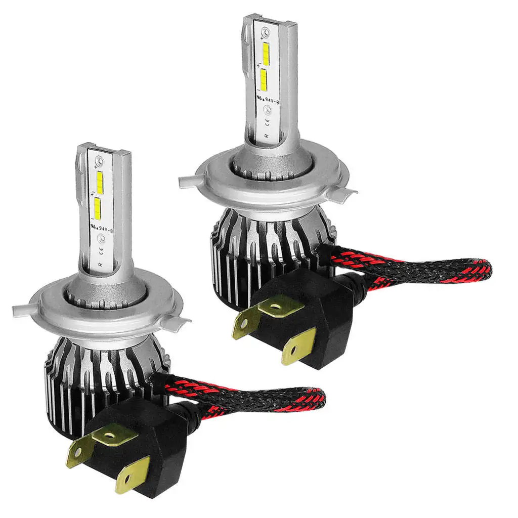 

Pair S6 H4 9003 LED Car Headlight Kit COB 36W 3800LM SLIVER IP68 Light Bulbs