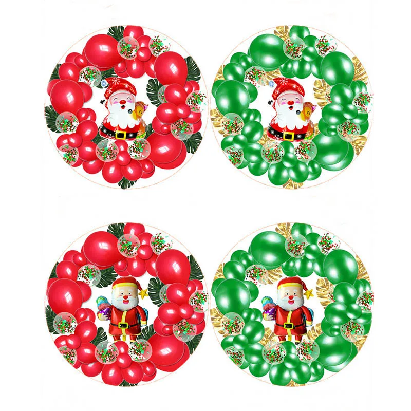 Красно-зеленый Рождественский венок Leeiu латексные воздушные шары фольгированные