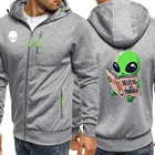 Зеленый Alien с надписью Believe In Yourself; Мужская куртка в стиле хип-хоп с ворсом уличная осень 2020 Мода с капюшоном Harajuku Винтаж Для мужчин на молнии с капюшоном