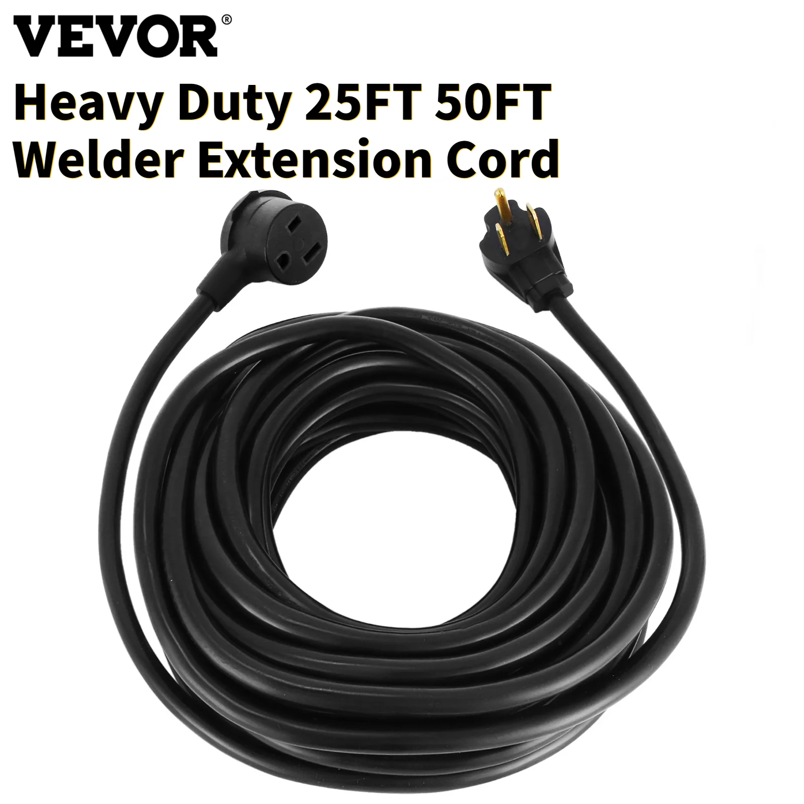 

VEVOR Heavy Duty Welder Extension Cord 25/50ft 8/3 50Amp 250V Welding Power Cable with NEMA 6-50P/6-50R Plug for MIG TIG Plasma