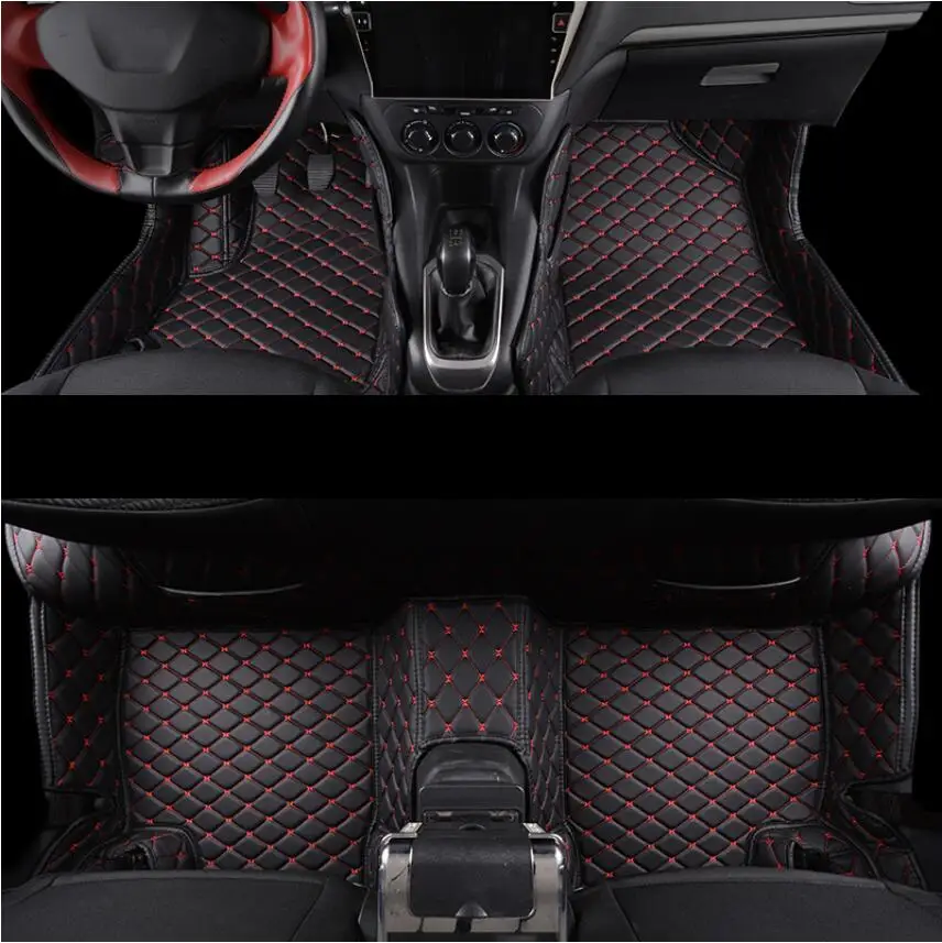 for leather car floor mat for peugeot 301 citroen c-elysee 2012-2020 2014 2015 2016 2017 2018 2019 rug carpet interior