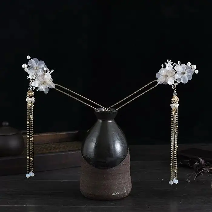 Hanfu заслужить роль пыли кисточкой шпилька антикварная Красивая Лолита представление COS классические аксессуары для волос - Цвет: 1 pair hairpin